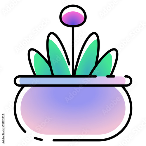 Flower pot icon with gradient filled line style. Suitable for website design, logo, app and UI.
