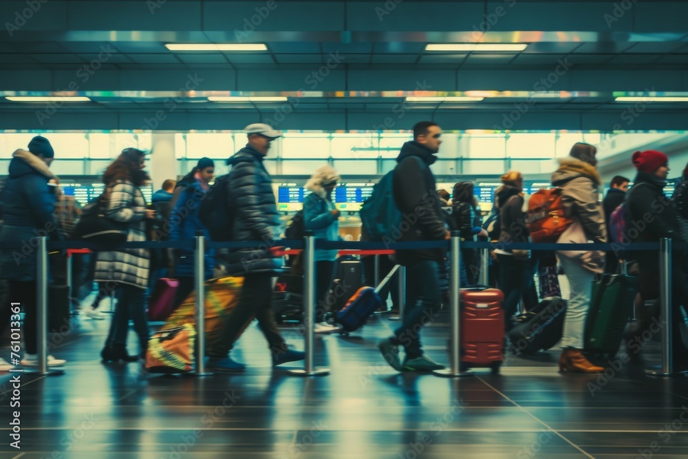 Fototapeta premium Passengers at airport heading to check-in
