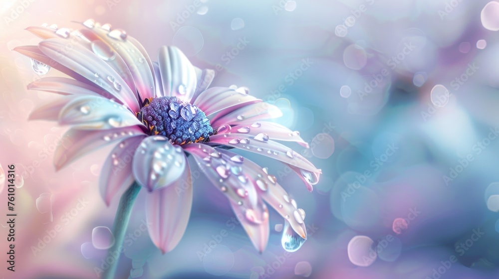 Obraz premium Beautiful and delicate daisies with sparkling dewdrops.Ai generated