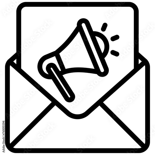 Email Marketing black outline icon, related to digital marketing theme. use for modern concept, UI or UX kit, app and web development.