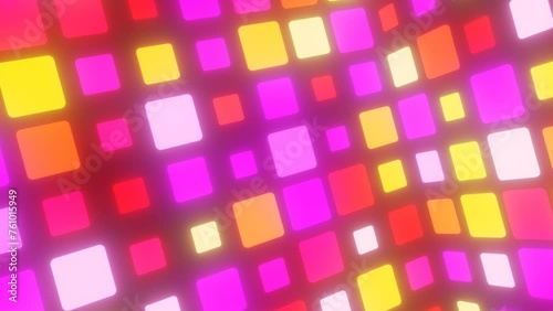 Bright Abstract Retro Pink And Yellow Square Tiles Lights Glowing - 4K Seamless VJ Loop Motion Background Animation
