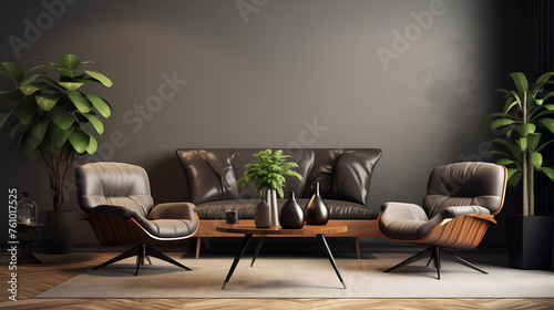Living room interior with sofa and coffee table