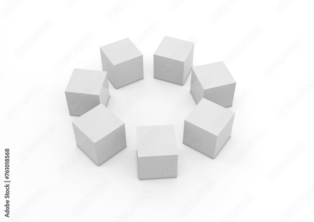 3D illustration of many blank cubes in perspective on a white background 3D illustration of many blank cubes in perspective on a white background