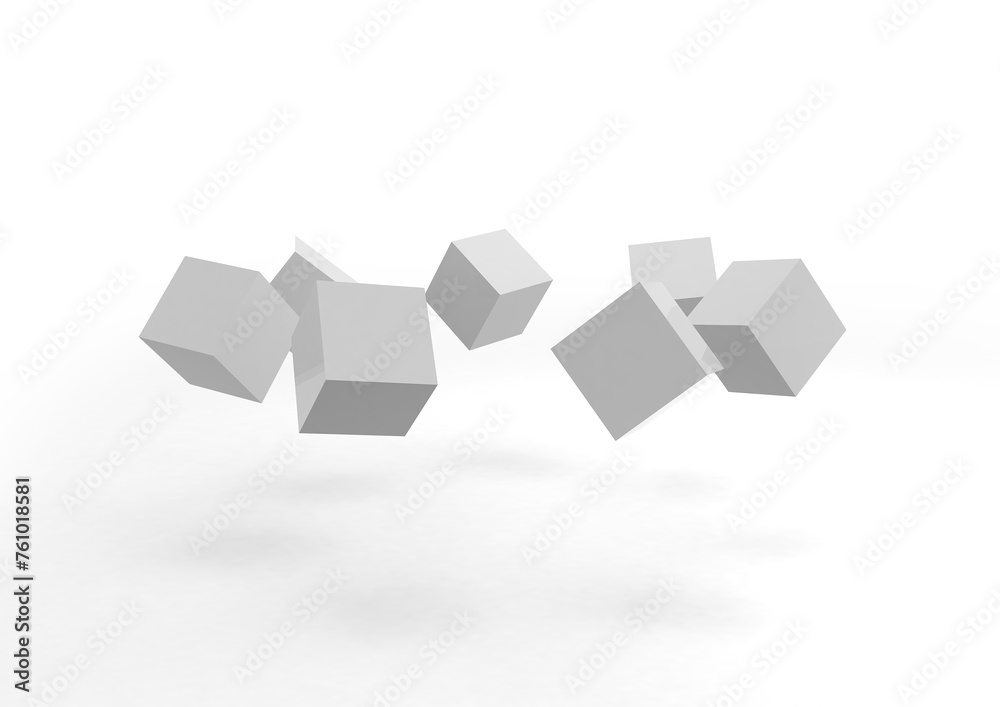 3D illustration of many blank cubes in perspective on a white background 3D illustration of many blank cubes in perspective on a white background