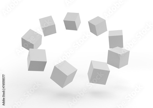 Fototapeta Naklejka Na Ścianę i Meble -  3D illustration of many blank cubes in perspective on a white background