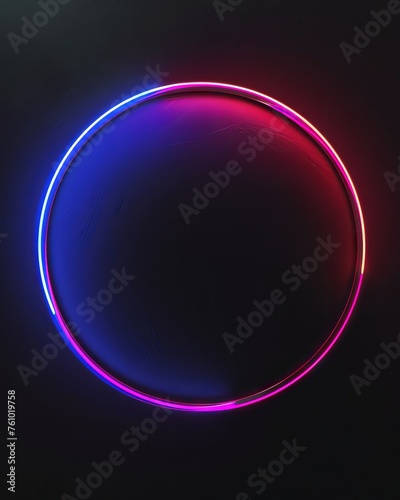 Circular picture frame two tone neon motion blue and pink on black