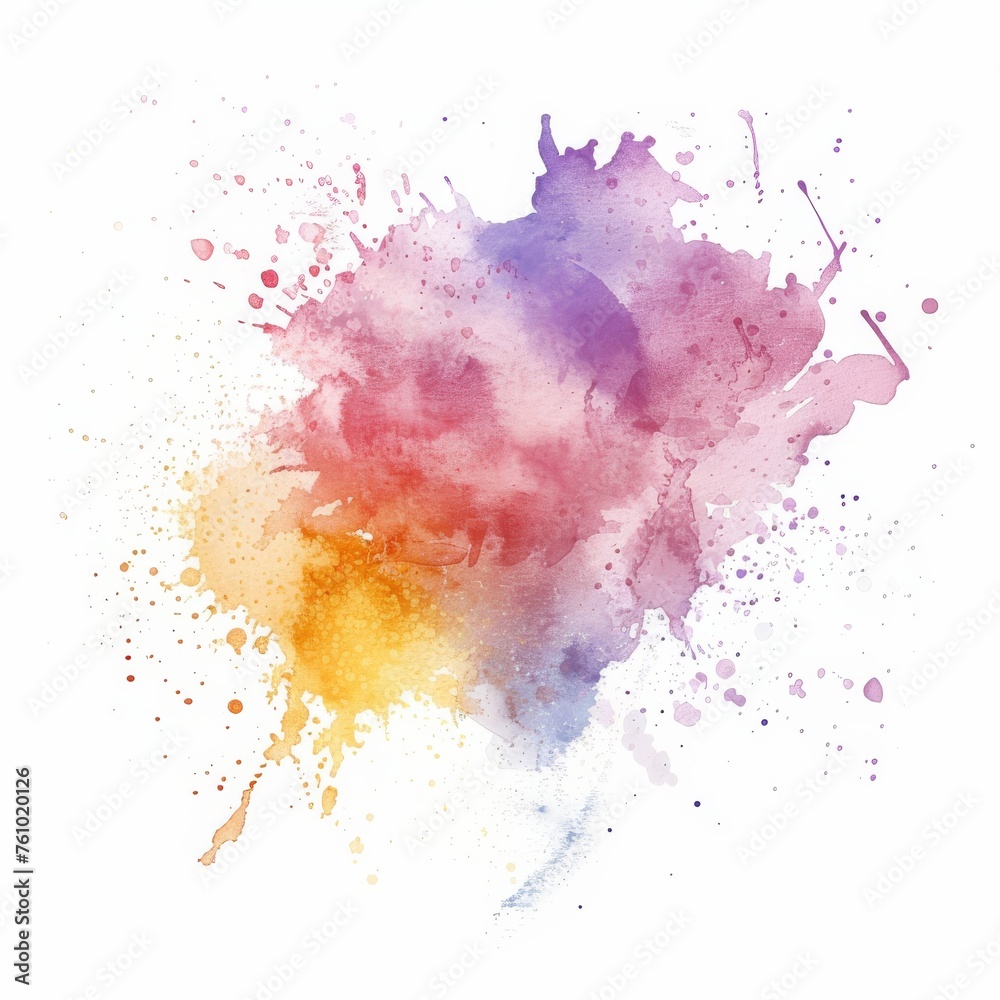 A burst of watercolor brilliance erupts, merging warm and cool tones to create a vivid celebration of color on a pristine background.