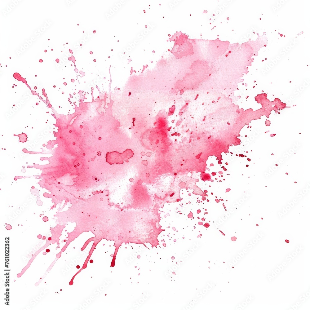 Delicate pink watercolor splashes create a dynamic yet graceful visual on a white background, perfect for feminine designs.