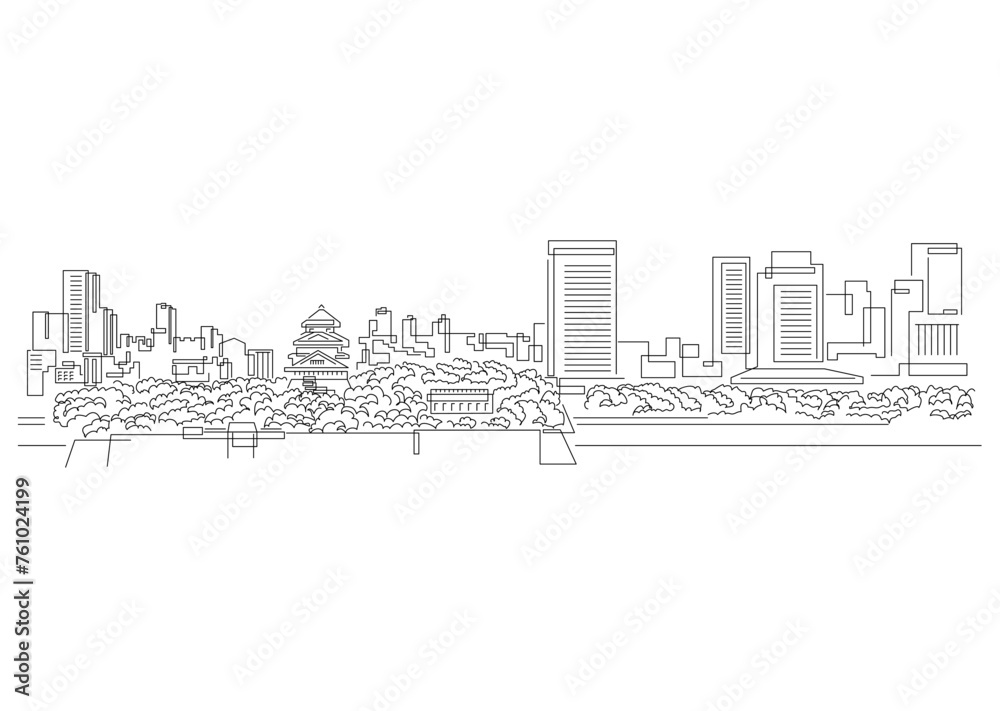 Fototapeta premium nuance_illustration_大阪、日本、大阪城、都市、景観