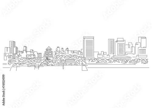 nuance_illustration_大阪、日本、大阪城、都市、景観