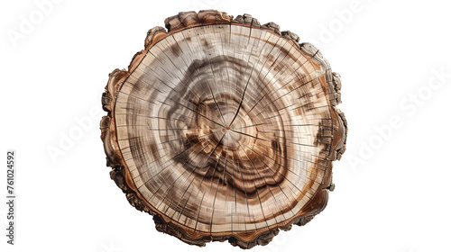 Tree trunk cross section, wooden stump isolated on white background with clipping path, top view