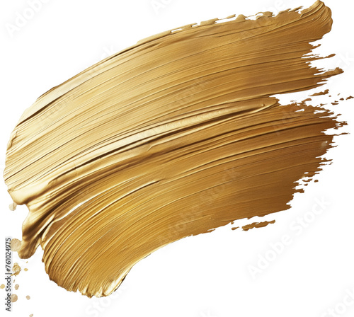 Illustration of brush strokes of gold paint isolated. photo