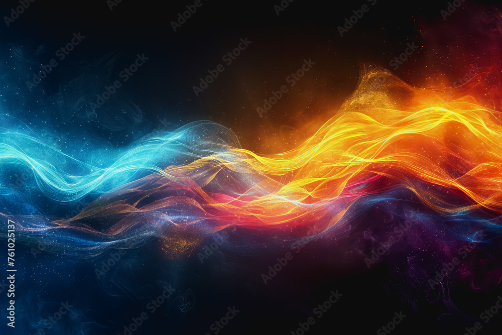 Obraz premium digital matrix data waveform on music dynamic wave abstract concept.