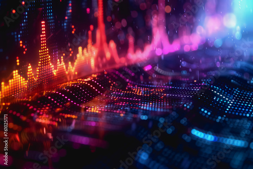 digital matrix data waveform on music dynamic wave abstract concept.