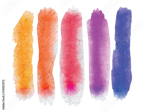Abstract colorful watercolor hand paint texture vector, watercolor lines, isolated on transparent background