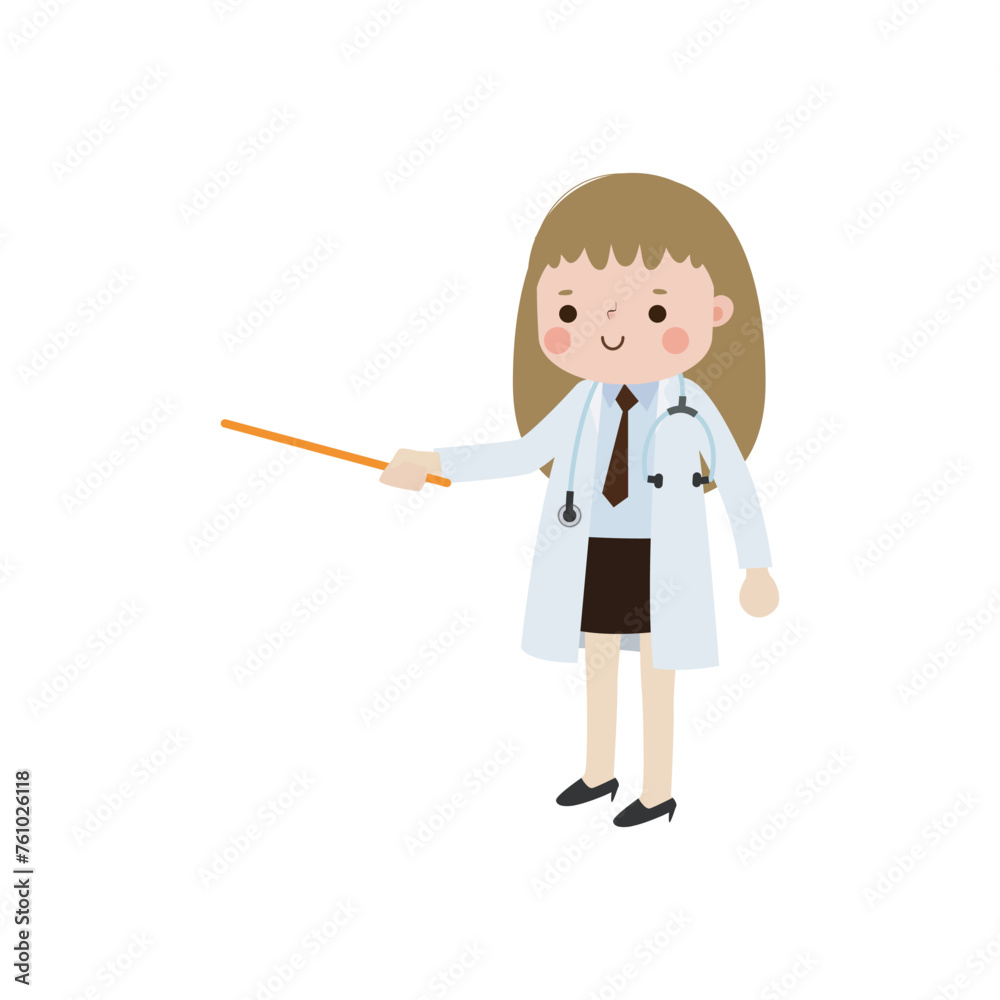 cute cartoon doctor character Vector illustration isolated on white background flat style cute cartoon doctor character Vector illustration isolated on white background flat style
