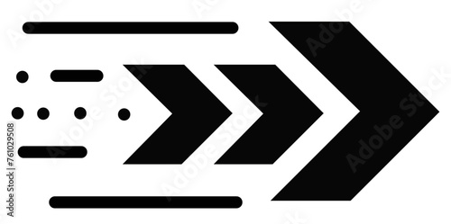 Minimalist right arrow in black outline only. Direction indication.
