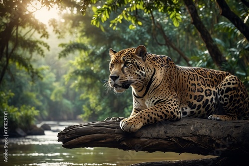 jaguar - animal, jaguar in the jungle, beautiful shot of an african leopard - jaguar © P.W-PHOTO-FILMS