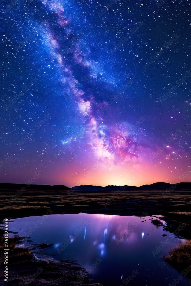 colorful Milky Way Beautiful mountain Starry sky with Milky Way Space