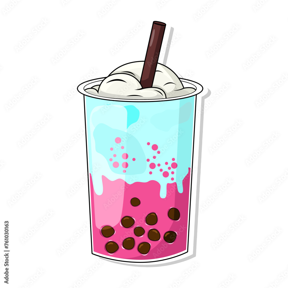 Bubble tea vector sticker cartoon. hand draw illustration art
Bubble tea vector sticker cartoon. hand draw illustration art