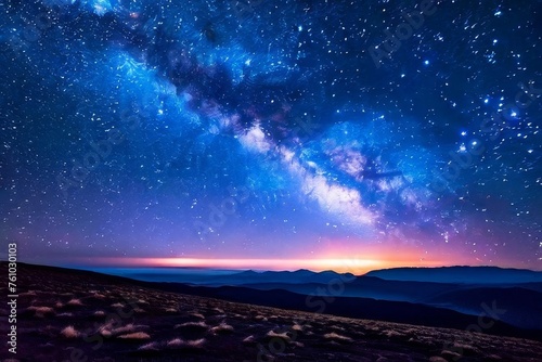 colorful Milky Way Beautiful mountain Starry sky with Milky Way Space
