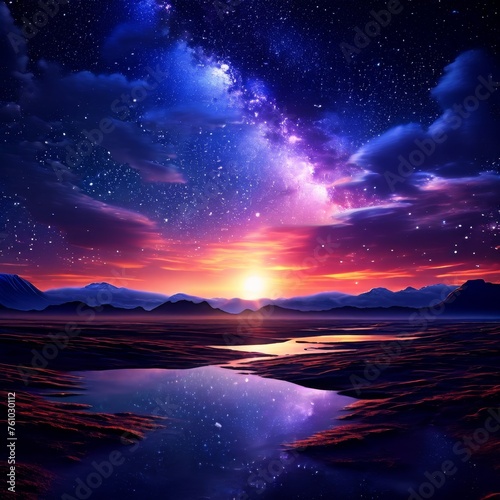 colorful Milky Way Beautiful mountain Starry sky with Milky Way Space