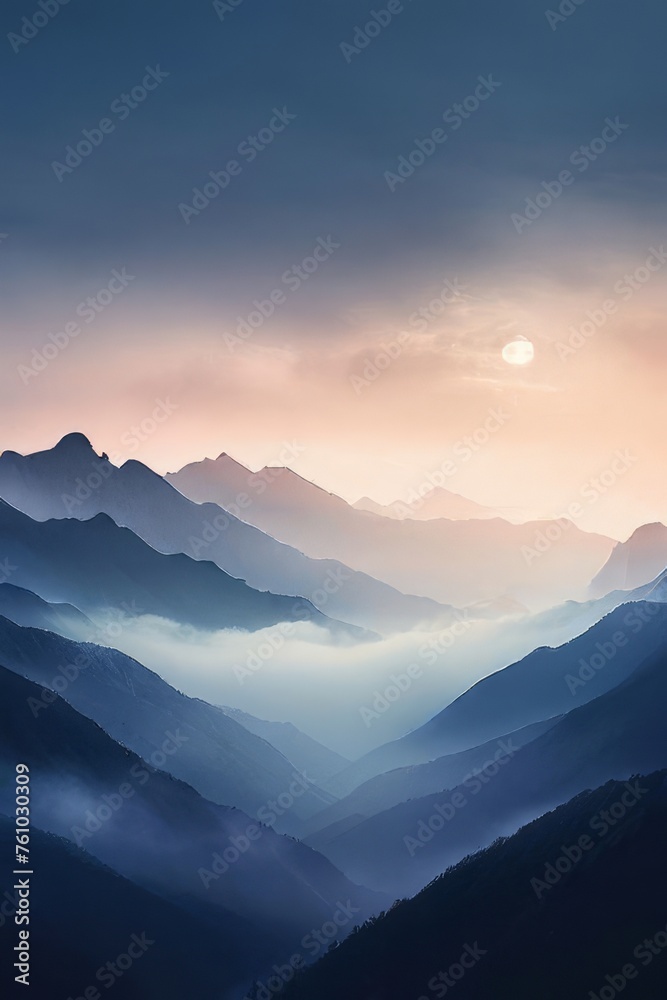 Fototapeta premium a mountain range partially covered by a blanket of cloud