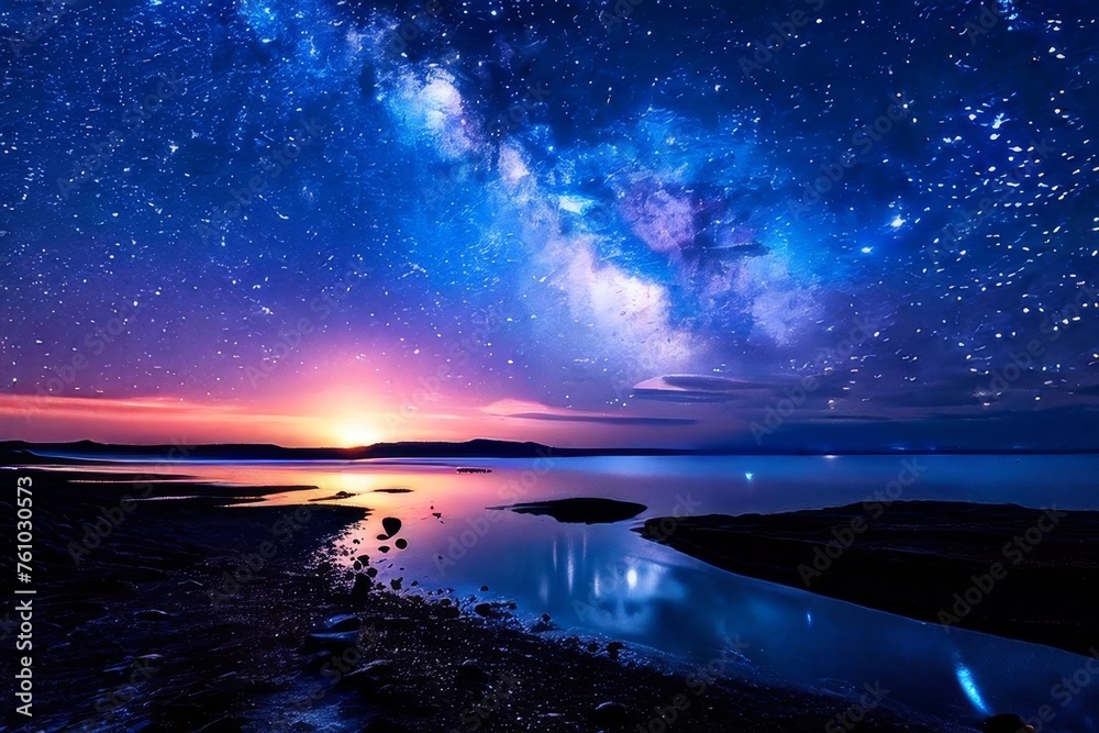 colorful Milky Way Beautiful mountain Starry sky with Milky Way Space