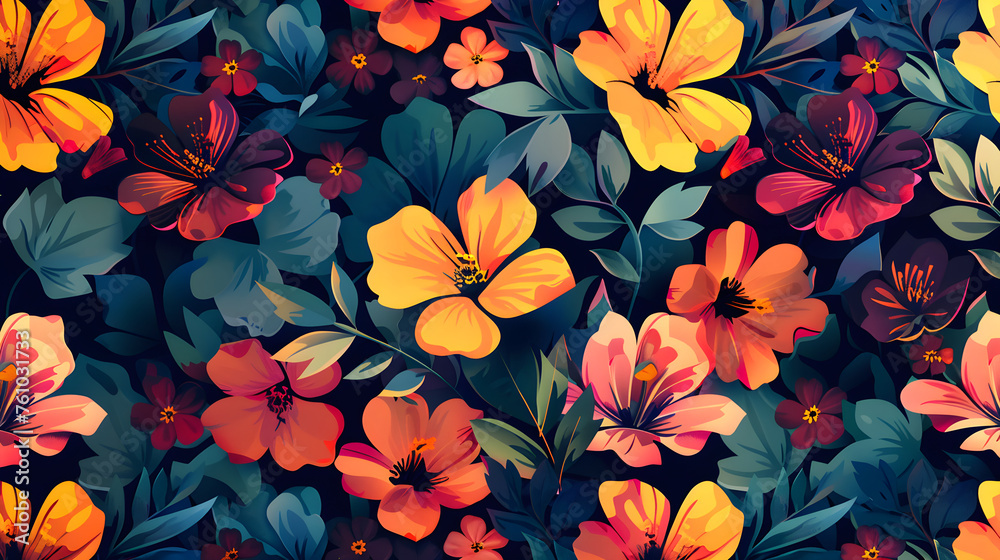 Flower with frame leaf colorful Flower with frame leaf colorful