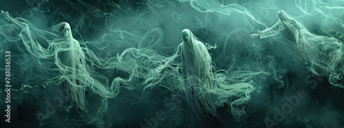 The ghostly figures seem to float and interact with each other photo
