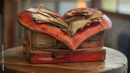 A heartshaped box overflowing with love letters mementos and cherished memories symbolizing the beauty and depth of a relationship.