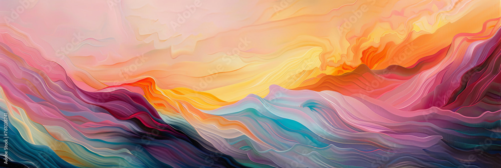 abstract waves of color in an oil painting, generative AI