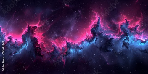 Surreal space nebula, fiery pink and blue colors, abstract cosmic phenomenon, interstellar cloud of dust and gas, fantasy universe backdrop, sci-fi galactic concept art