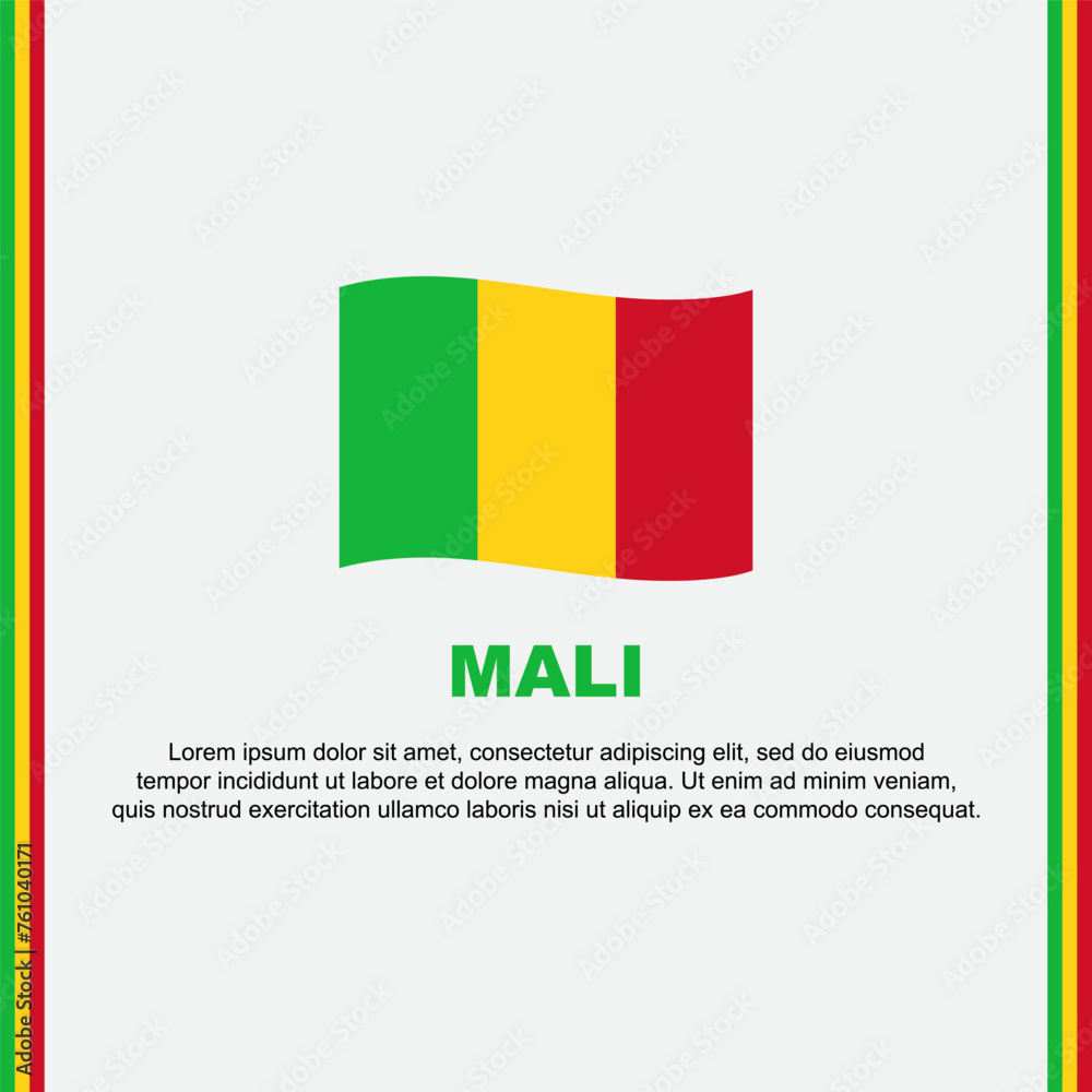 Obraz premium Mali Flag Background Design Template. Mali Independence Day Banner Social Media Post. Mali Cartoon