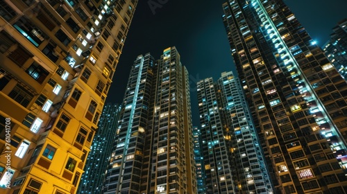 background of modern office building at night