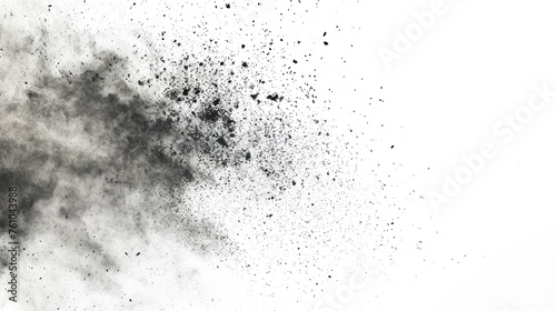 Charcoal black particles.charcoal particles on white background, abstract powder, black powder white background , PNG