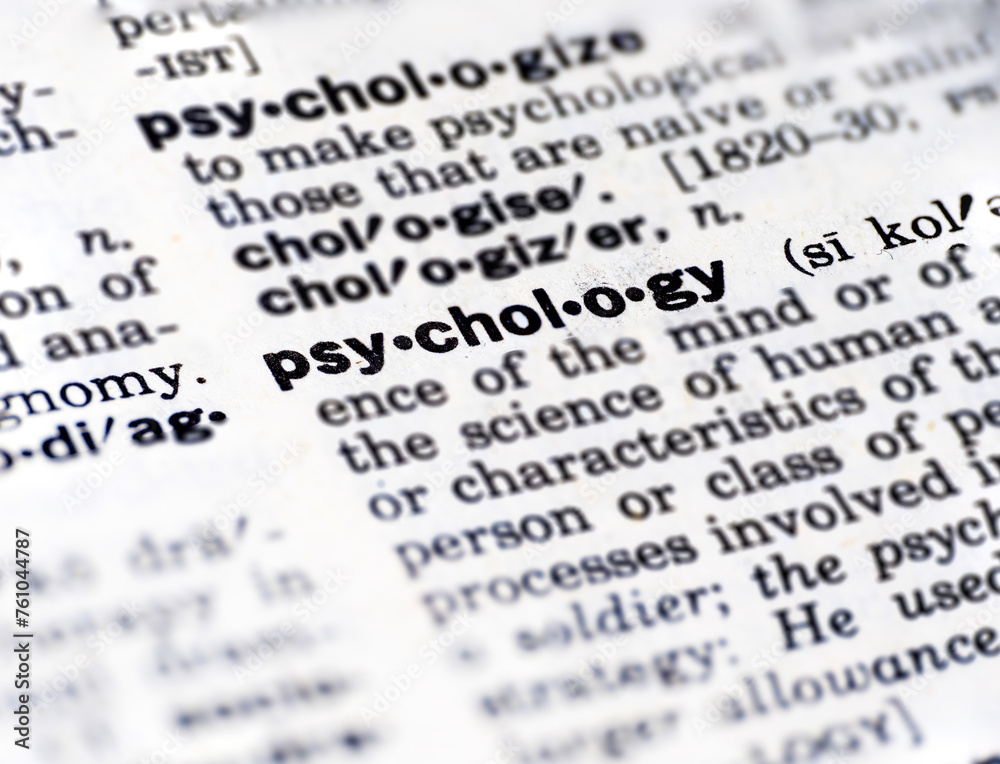 Closeup of the word psychology in the dictionary Closeup of the word psychology in the dictionary