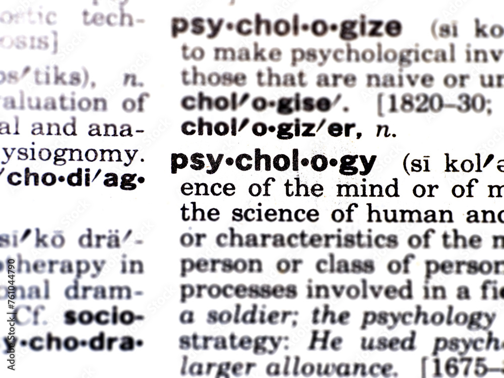 Closeup of the word psychology in the dictionary Closeup of the word psychology in the dictionary