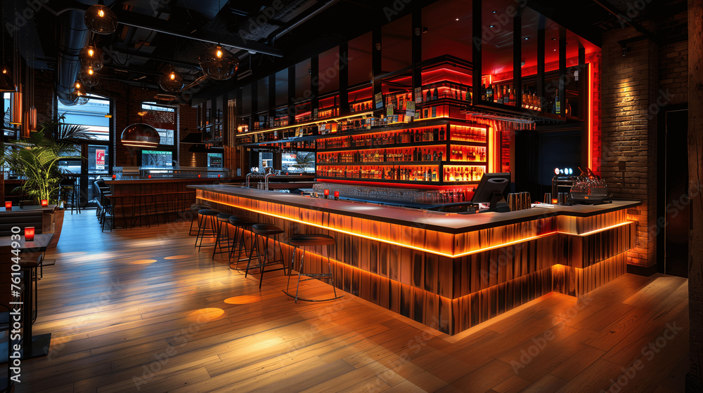 Modern Bar Interior with Ambient Lighting