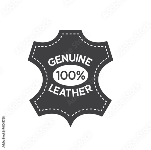 genuine leather label, genuine leather icon, vector art.