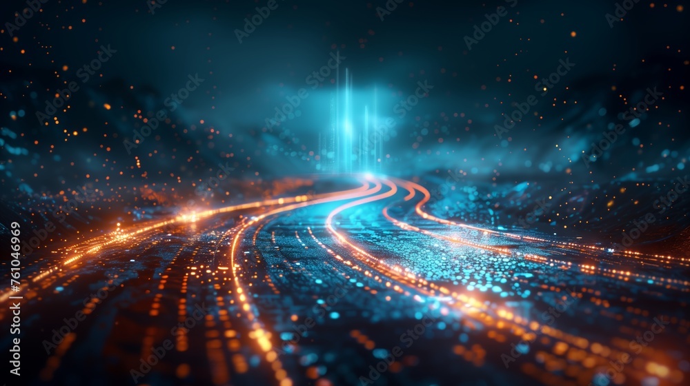 A digital transformation roadmap with key milestones and objectives, highlighting the process of integrating technology into traditional business models, Digital transformation strategy concept - obrazy, fototapety, plakaty 