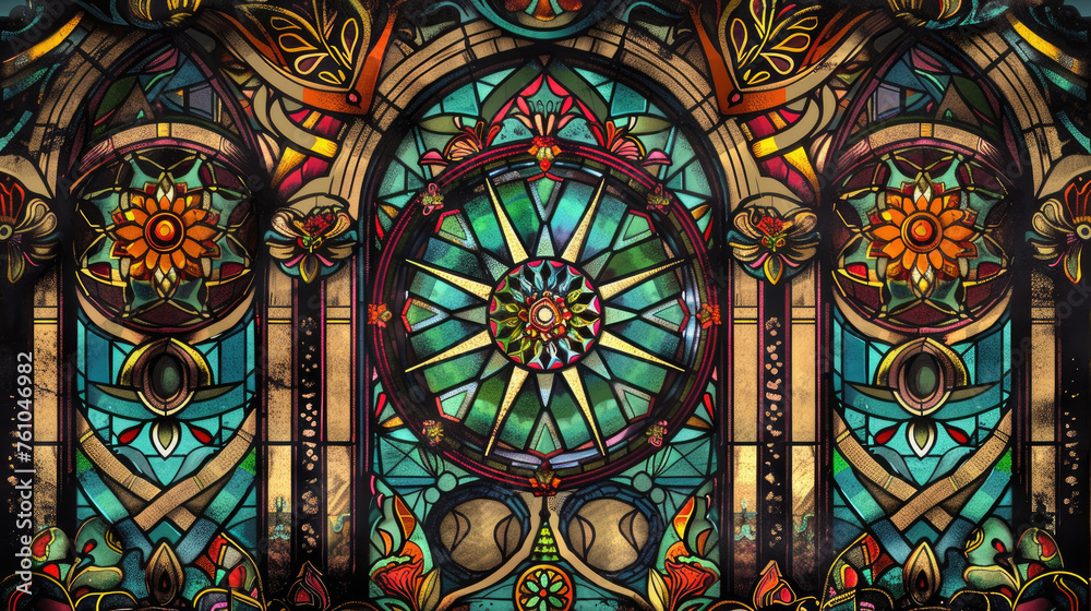 An intricate design inspired by stained glass windows