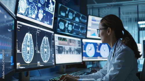An artificial intelligence-powered diagnostic tool analyzing medical images for signs of disease or abnormalities