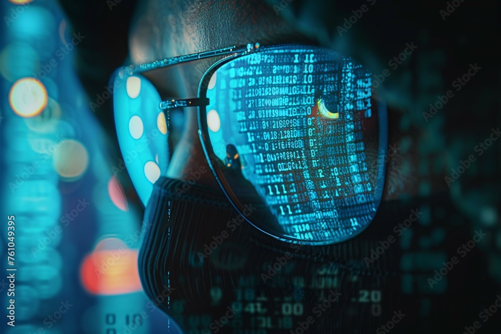 Blue binary code flows across a futuristic world map, representing the digital information that connects our global tech network Blue binary code flows across a futuristic world map, representing the digital information that connects our global tech network