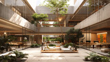Modern Office Atrium With Natural Greenery