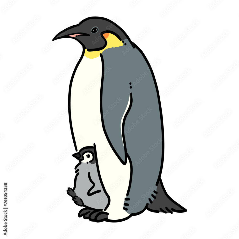 皇帝ペンギンの親子のイラスト 皇帝ペンギンの親子のイラスト