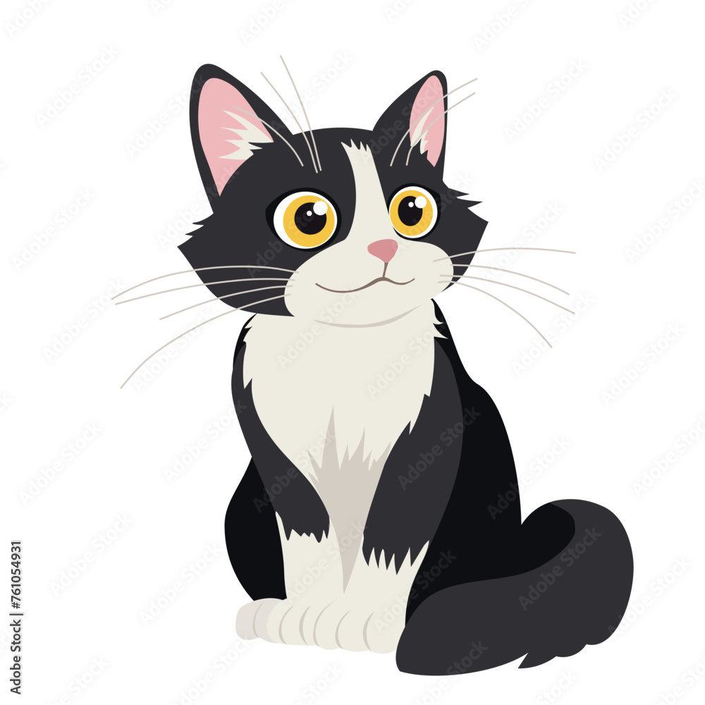 Cute vector black-white cat Cute vector black-white cat