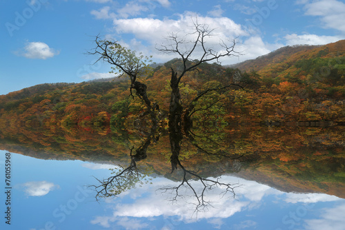 Image of autumn scenery of Jusanji Temple in Cheongsong, Korea
