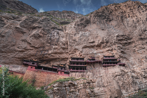 Close up on Xuankong Hanging monastery in Datong Shanxi, China photo