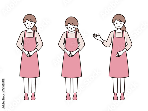 エプロン姿の女性のベクターイラストセット